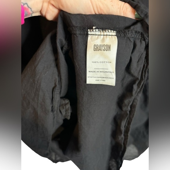 GRAYSON The Changemaker Dress in Black Cotton Shirt Dress Size 3 Medium - Picture 8 of 10